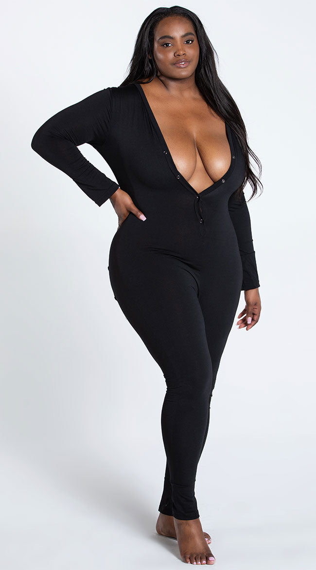Yandy Plus Size Back In A Snap Onesie