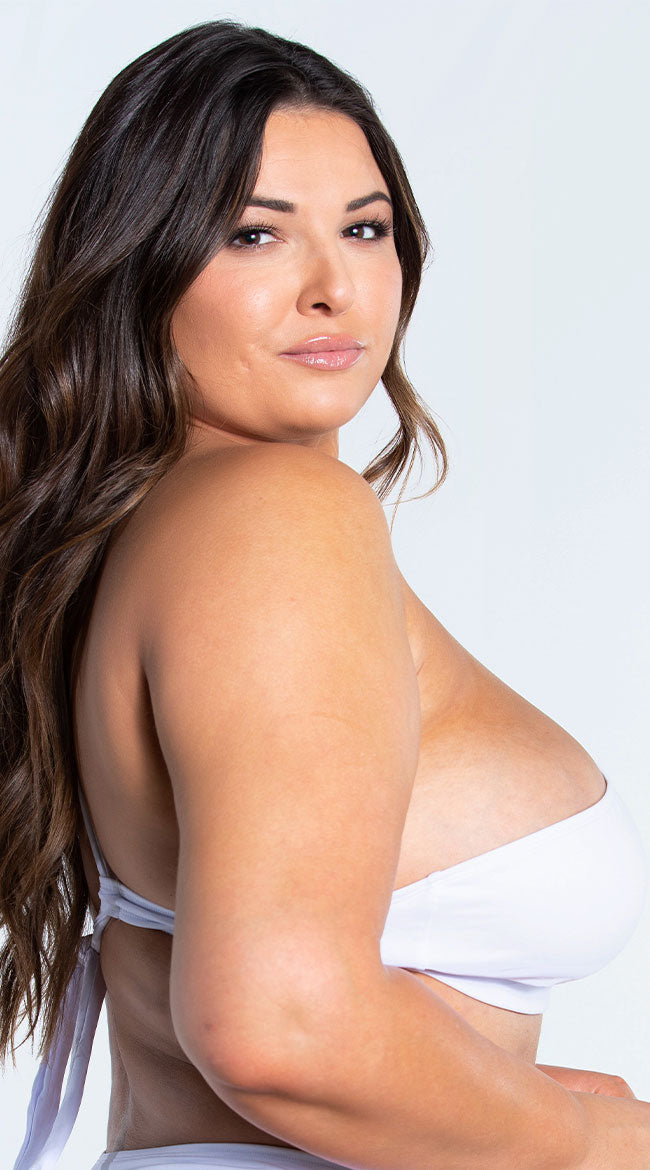  Yandy Plus Size One Shoulder White Basic Bikini Top