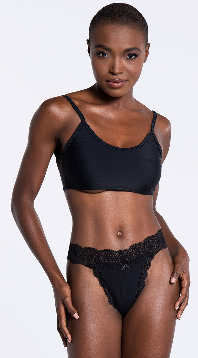  Yandy Waist No Time Black Thong Panty