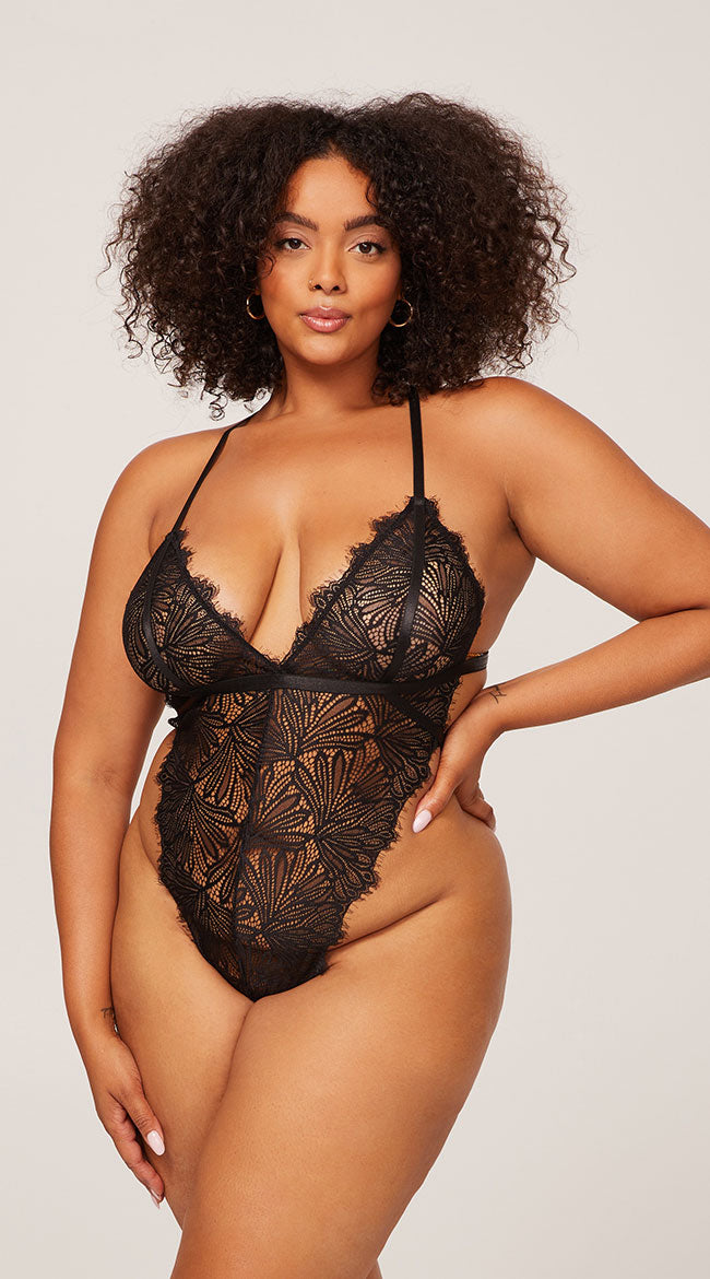  Yandy Plus Size High Key Fine Lace Teddy